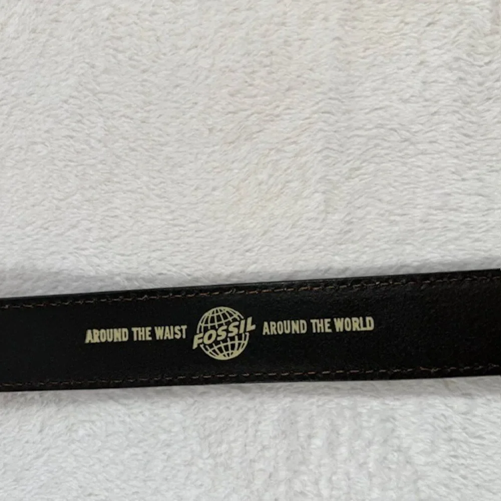 Fossil Brown Leather Belt Unisex Size 38
